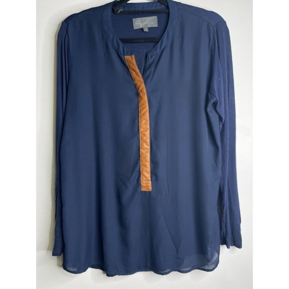 Sunday In Brooklyn Anthropologie Long Sleeve Semi Sheer Blouse Top M Medium Blue